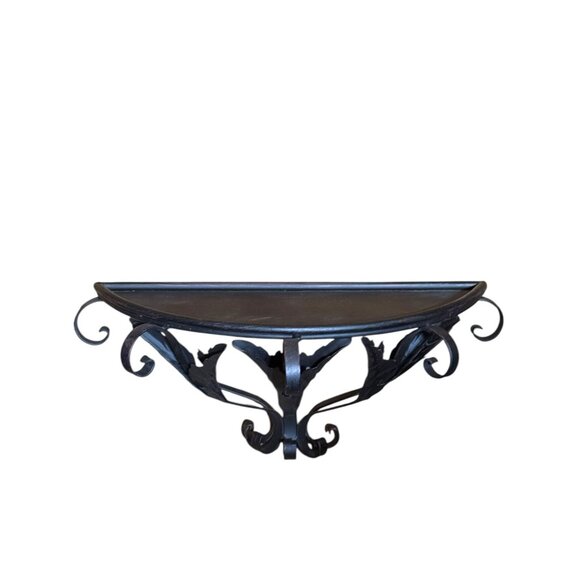 Wrought Iron Wall-Mounted Decorative Shelf With Leaf Design - Picture 5 of 11